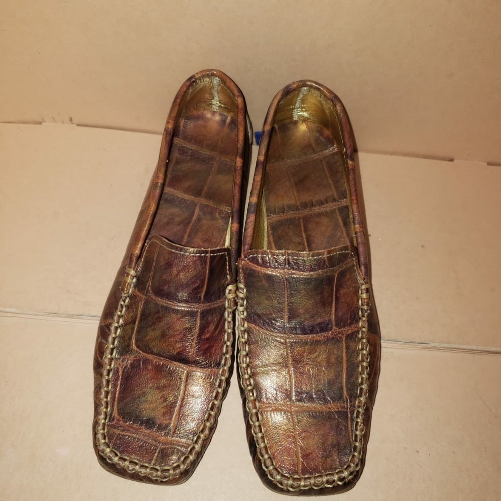 Rebeca Sanver Full Iris Leather Loafers Women's Shoes Size 8 Eur 39